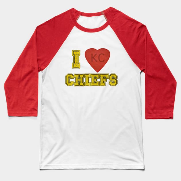 I LOVE KC CHIEFS Baseball T-Shirt by amberdawn1023